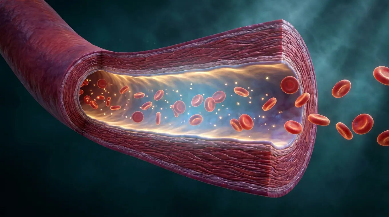Artery widening, nitric oxide vasodilation 3D render